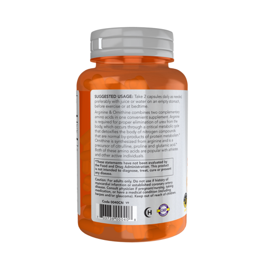 NOW ARGININE &amp; ORNITHINE 500/250 мг (100 капс)