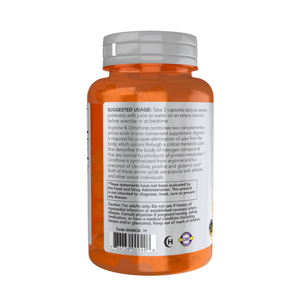 NOW ARGININE & ORNITHINE 500/250 мг (100 капс)