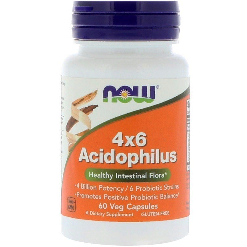 Энзимы NOW 4X6 ACIDOPHILUS (60 капс)