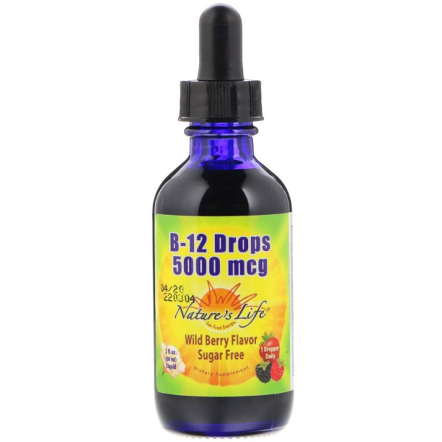 Витамины Nature`s Life B-12 Drops Methylcobalamin 5000 мкг (60 мл)