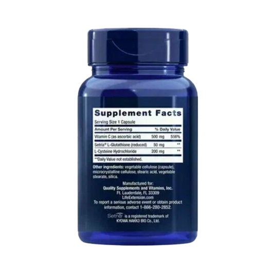 Life Extension Glutathione, Cysteine &amp; C, Глутатион, Цистеин &amp; С (120 капс)