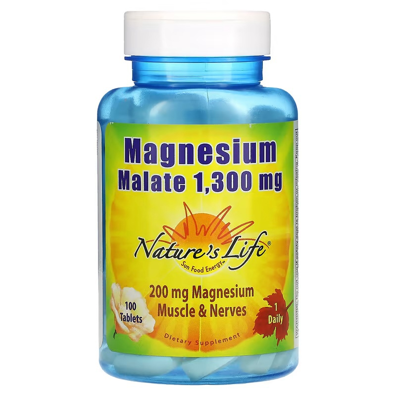 Магний Nature`s Life Magnesium Malate 1300 мг (100 табл)