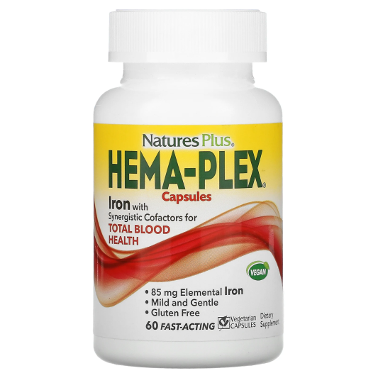 Nature's Plus, Hema-Plex, 60 вегетарианских капсул быстрого действия