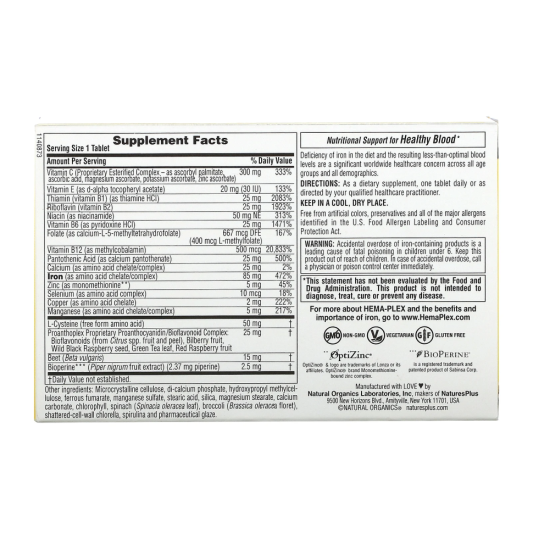 Nature's Plus, Hema-Plex, 30 таблеток с длительным высвобождением