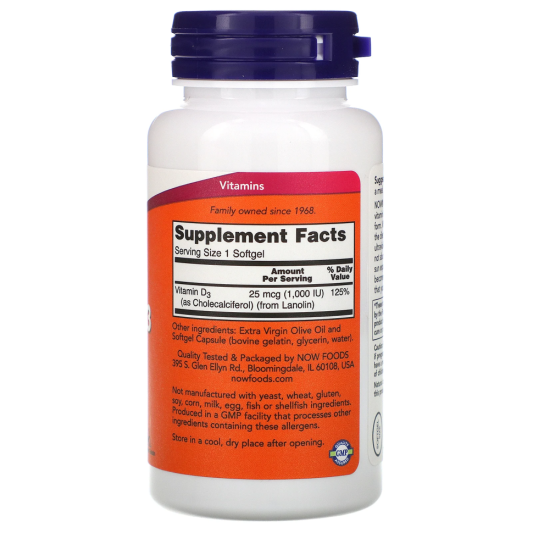 NOW Vitamin D-3 1000 МЕ (180 капс)
