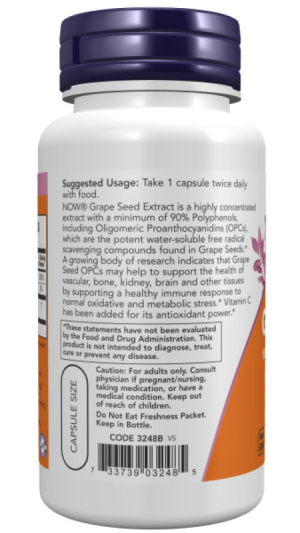 Антиоксидант NOW GRAPE SEED ANTI 100 мг (100 вег.капс)