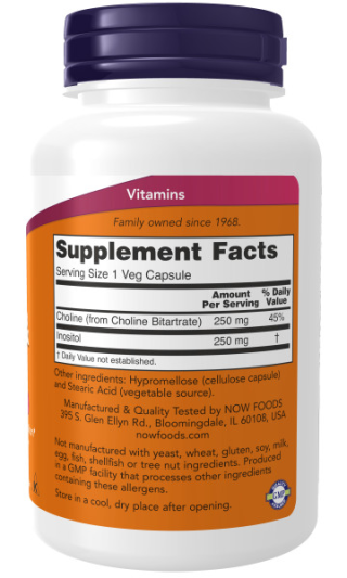 NOW CHOLINE&amp;INOSITOL 250/250 мг (100 вег.капс)