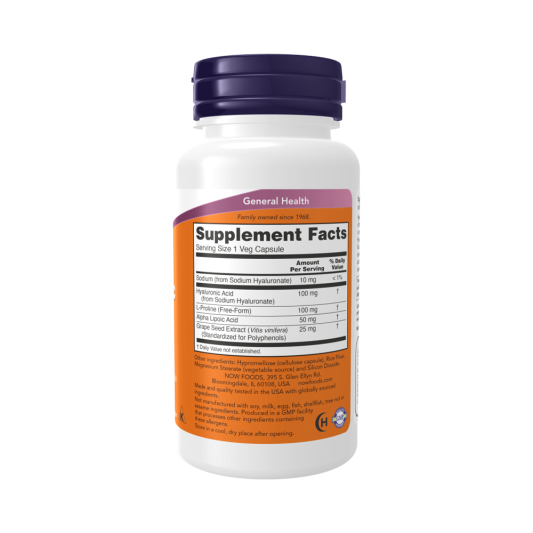 NOW HYALURONIC ACID 100MG 2X PLUS (60 капс)