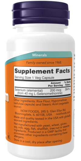 NOW SELENIUM 200 мкг (90 вег.капс)
