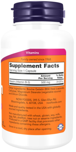 Витамины NOW NIACIN 500 мг (100 капс)