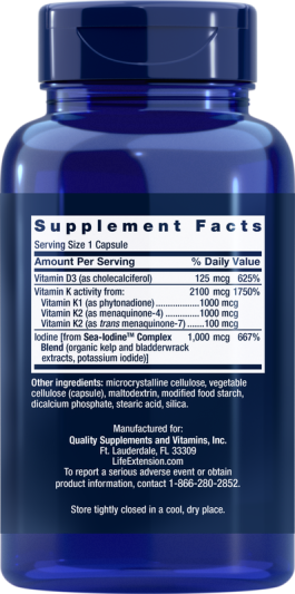 Life Extension D and K with Sea-Iodine™ (60 капс)