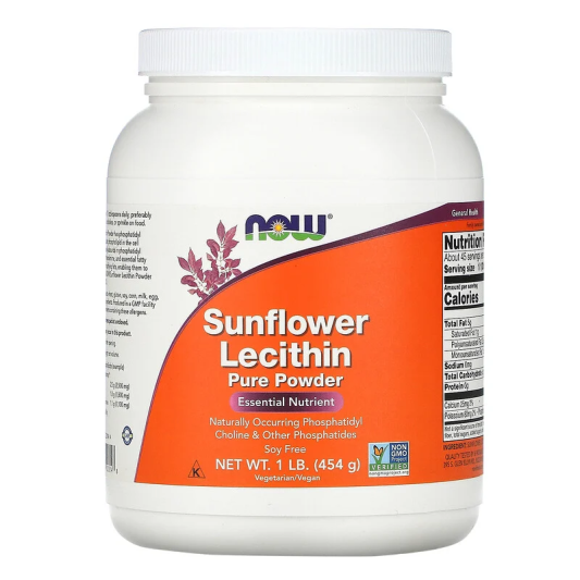 NOW Sunflower Lecithin Pure Powder (454 гр)