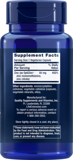 Цинк Life Extension ZINC Caps 50 мг (90 вег.капс)