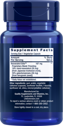 Антиоксиданты Life Extension Resveratrol Elite™167 мг (30 вег.капс)