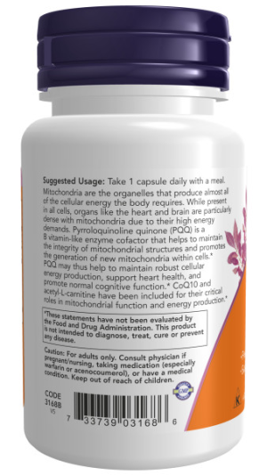NOW PQQ ENERGY 20 мг PLUS (30 вегкапс)