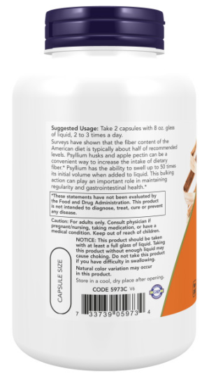 NOW PSYLLIUM HUSK 700 мг + PECTIN (180 вегкапс)