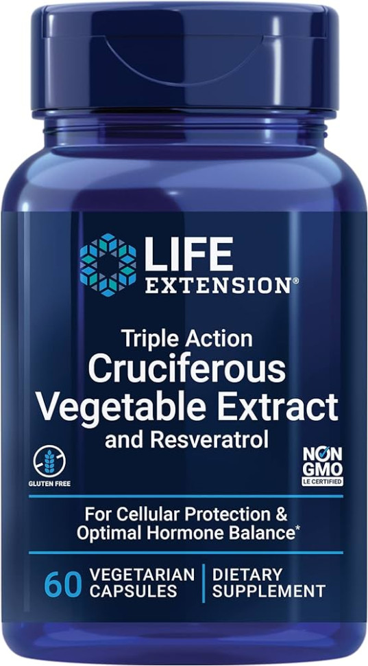 Life Extension Triple Action Cruciferous Vegetable Extract and Resveratrol(60 капс)