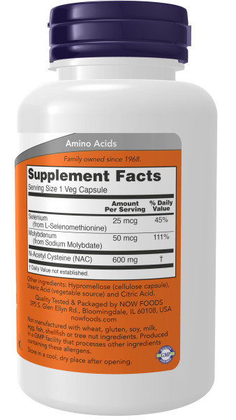 Антиоксидант NOW NAC-ACETYL CYSTEINE 600 мг (100 вег.капс)
