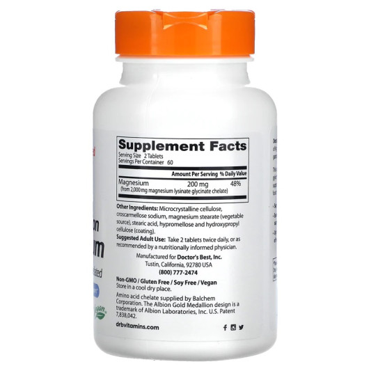 Doctor's Best High Absorption Magnesium 100% Chelated 200 мг (120 табл)