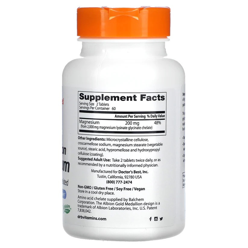 Doctor's Best High Absorption Magnesium 100% Chelated 200 мг (120 табл)