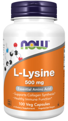 Лизин NOW L-LYSINE 500 мг (100 вег.капс)